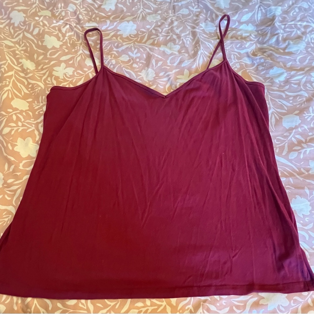 Old Navy Maroon Fitted V-neck Tank Top 2X